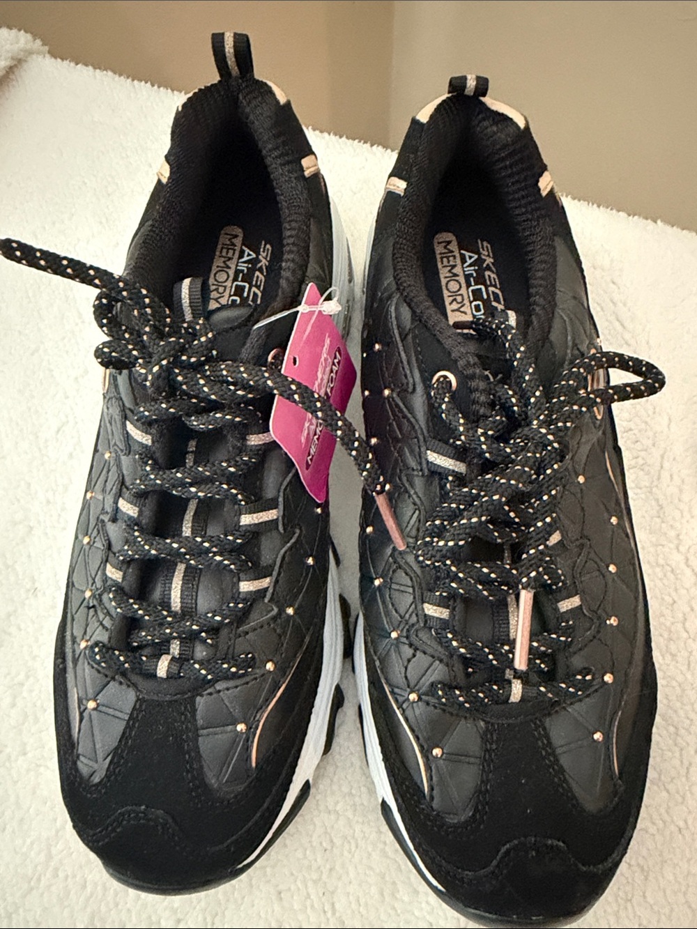 Skechers Black Sneakers with Rose Gold Accents